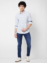 SPYKAR Printed Spread Collar Cotton Casual Shirt