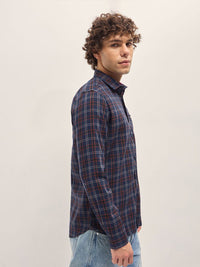 THE BEAR HOUSE Men Spread Collar Tartan Checked Slim Fit Casual Shirt