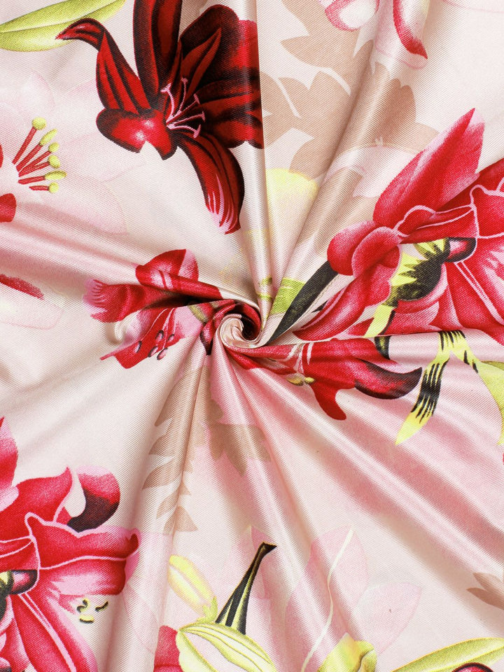 Story@home Pink & Mustard 2-Pieces Floral Door Curtains