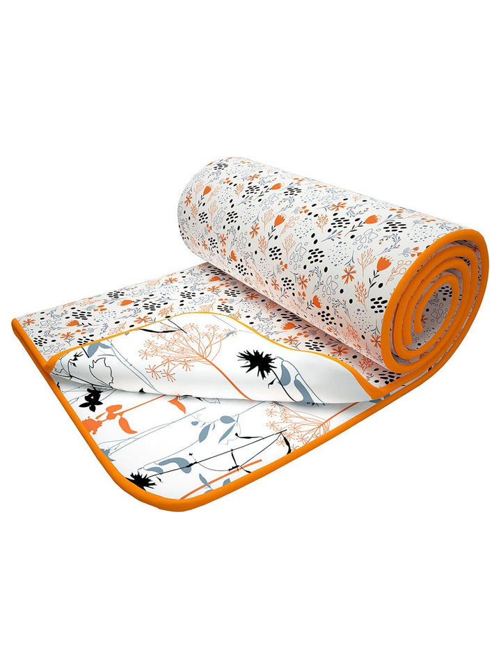 Story@home White & Grey Floral AC Room 150 GSM Double Bed Dohar