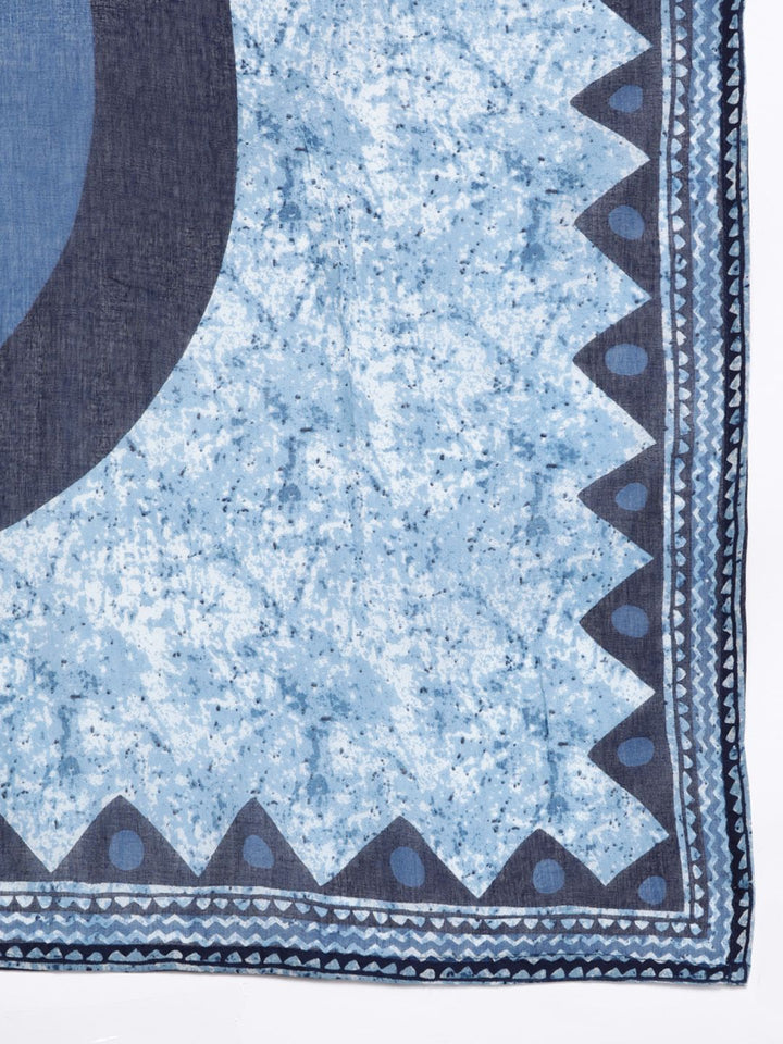 Libas Women Blue Printed Pure Cotton Kurta with Palazzos & Dupatta