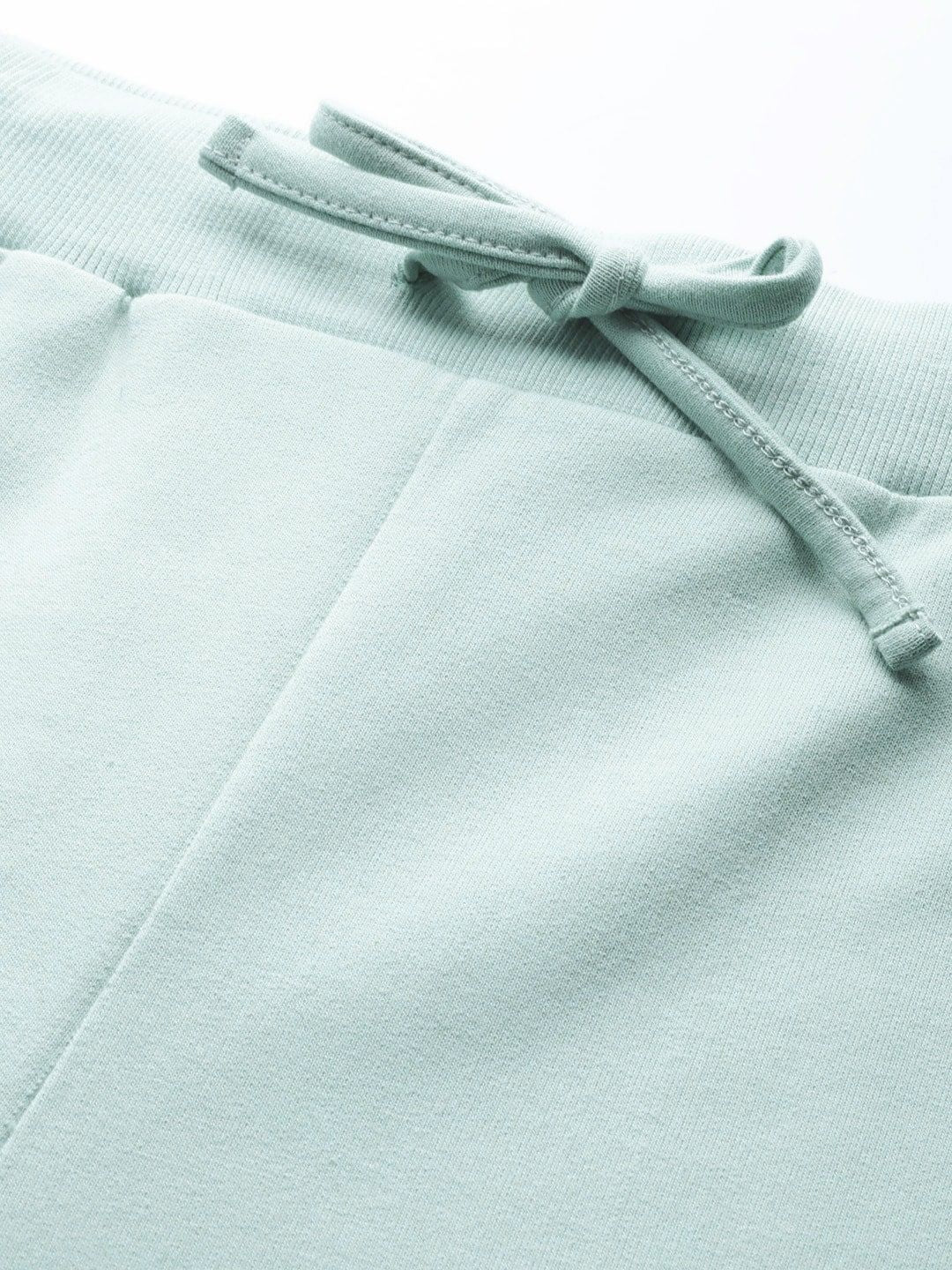 SASSAFRAS Women Mint Green Solid Wide Leg Track Pants