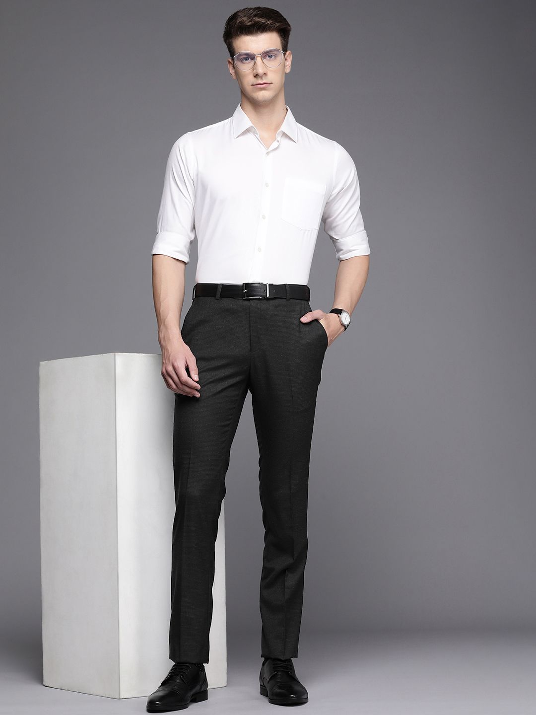 Raymond Men Checked Slim Fit Formal Trousers