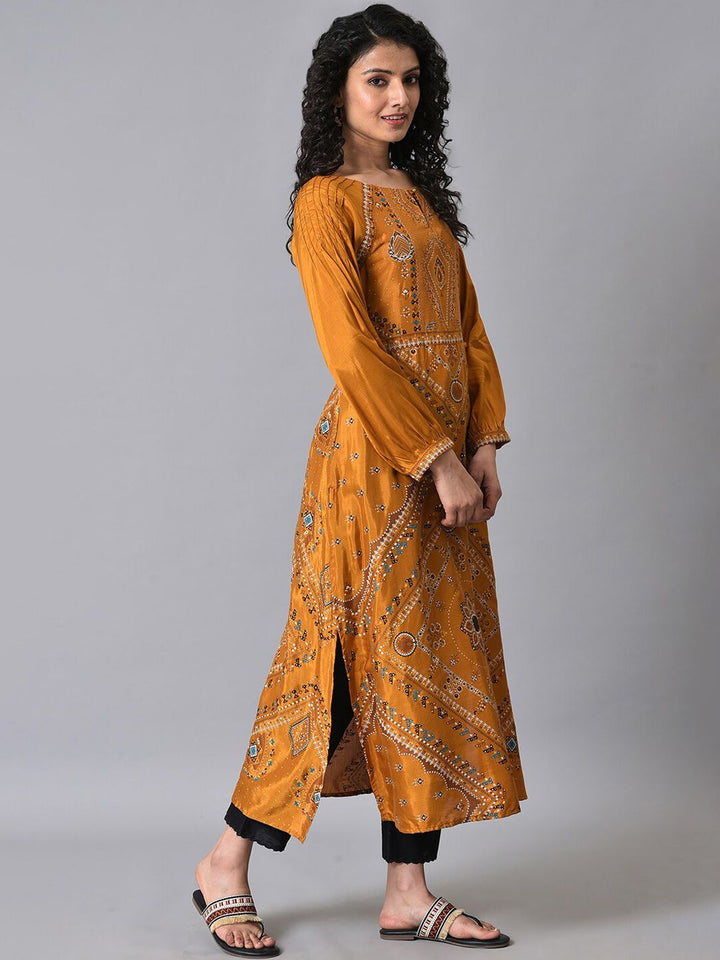 W Ethnic Motifs Embroidered Keyhole Neck A-Line Kurta