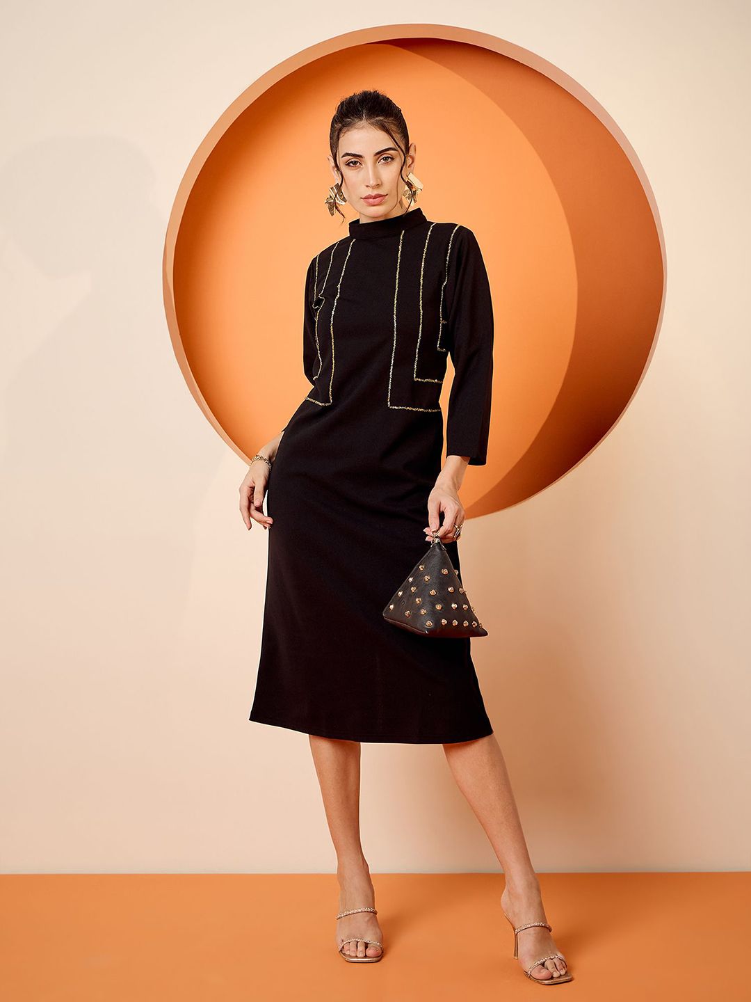 Antheaa Embellished Sheath Midi Dress