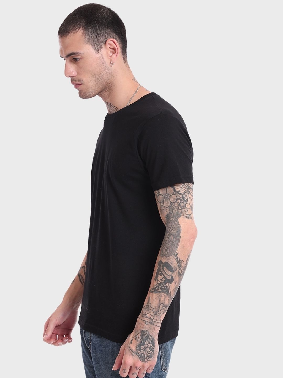 Bewakoof Men Black Pure Cotton T-shirt