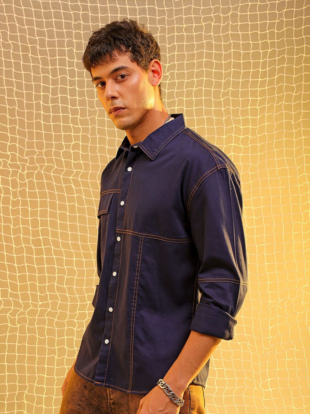 The Indian Garage Co Spread Collar Long Sleeves Cotton Casual Shirt