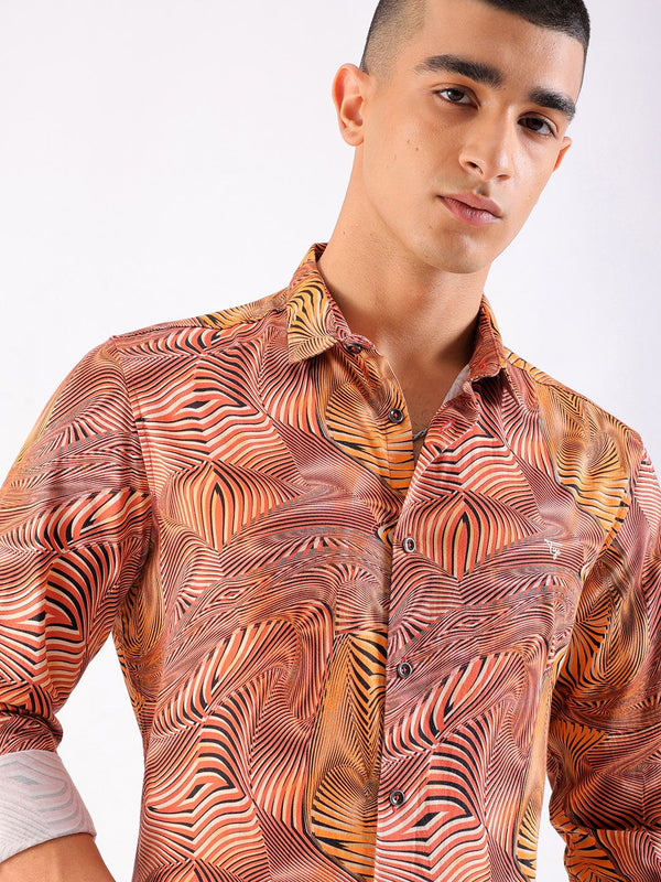 Garaj India CO Slim Fit Print Opaque Casual Shirt