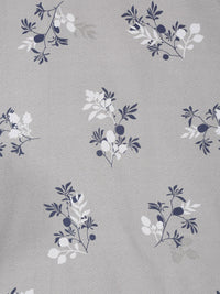 KLOTTHE Grey Floral Polycotton 300 TC Single Cadar Halus dengan Sarung Bantal-87 x 59 inci