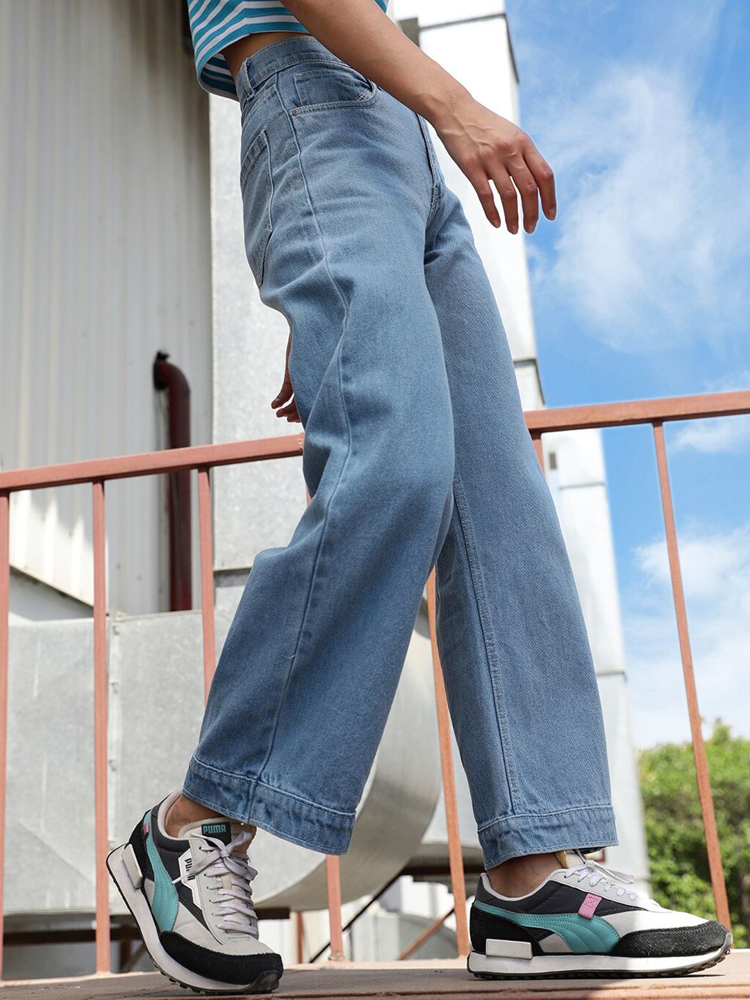 STREET 9 Women Jean Wide Leg High-Rise Cotton Jeans