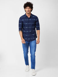 SPYKAR Men Slim Fit Horizontal Striped Cotton Poplin Casual Shirt