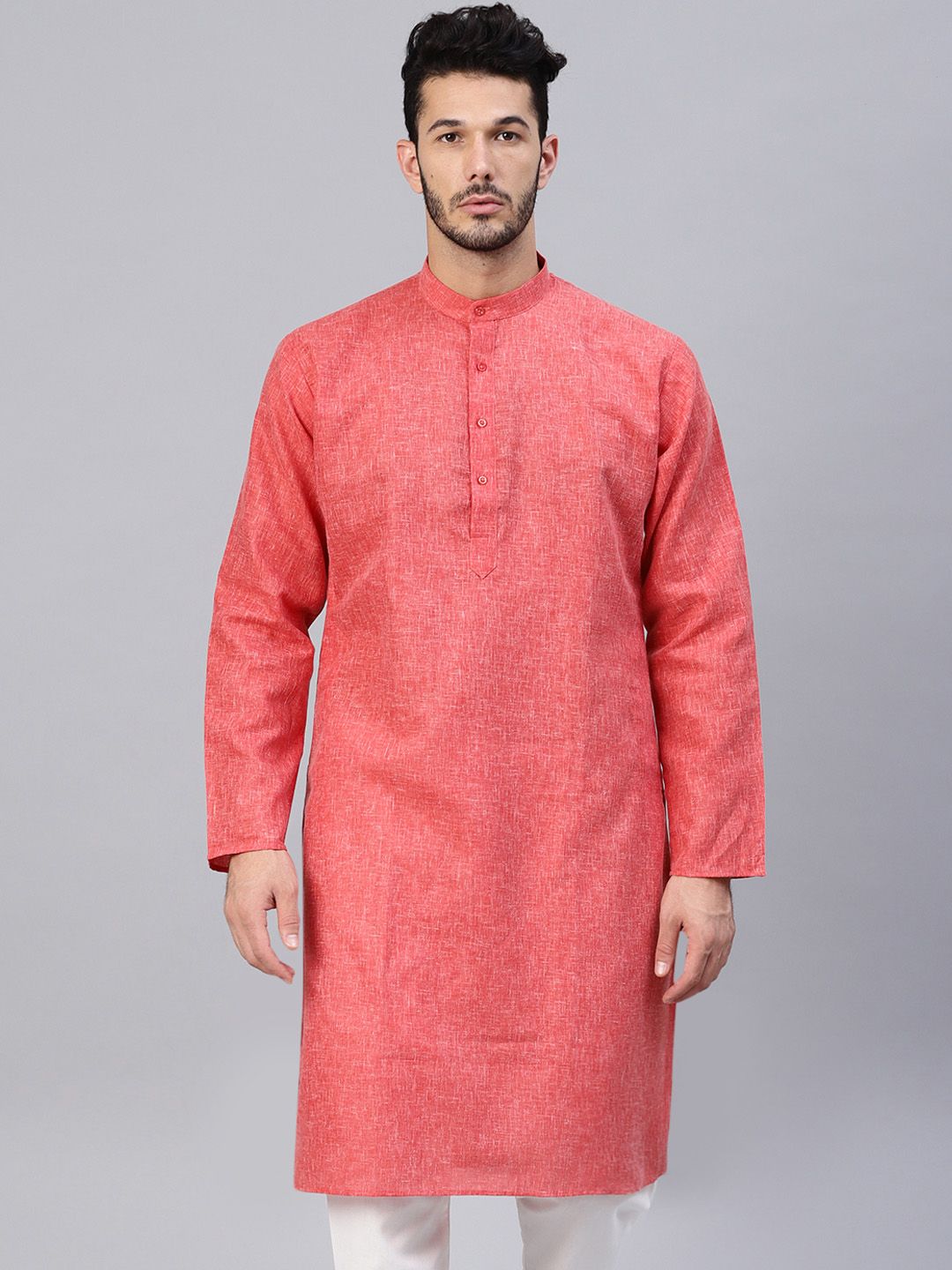 SOJANYA Lelaki Merah Solid Kurta Lurus