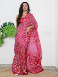 Saree mall Leheriya Printed Poly Cotton Leheriya Ready to Wear Saree
