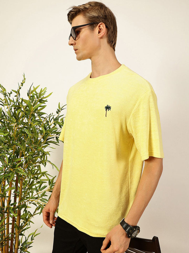 Thomas Scott Men's Solid Round Neck Oversized Casual T-shirt