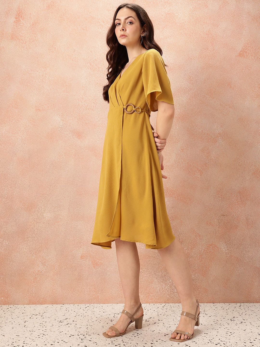 all about you V-Neck Pleated Wrap Dress