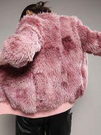 Kampus Sutra Pink Mock Collar Windcheater Faux Fur Furored Jaket