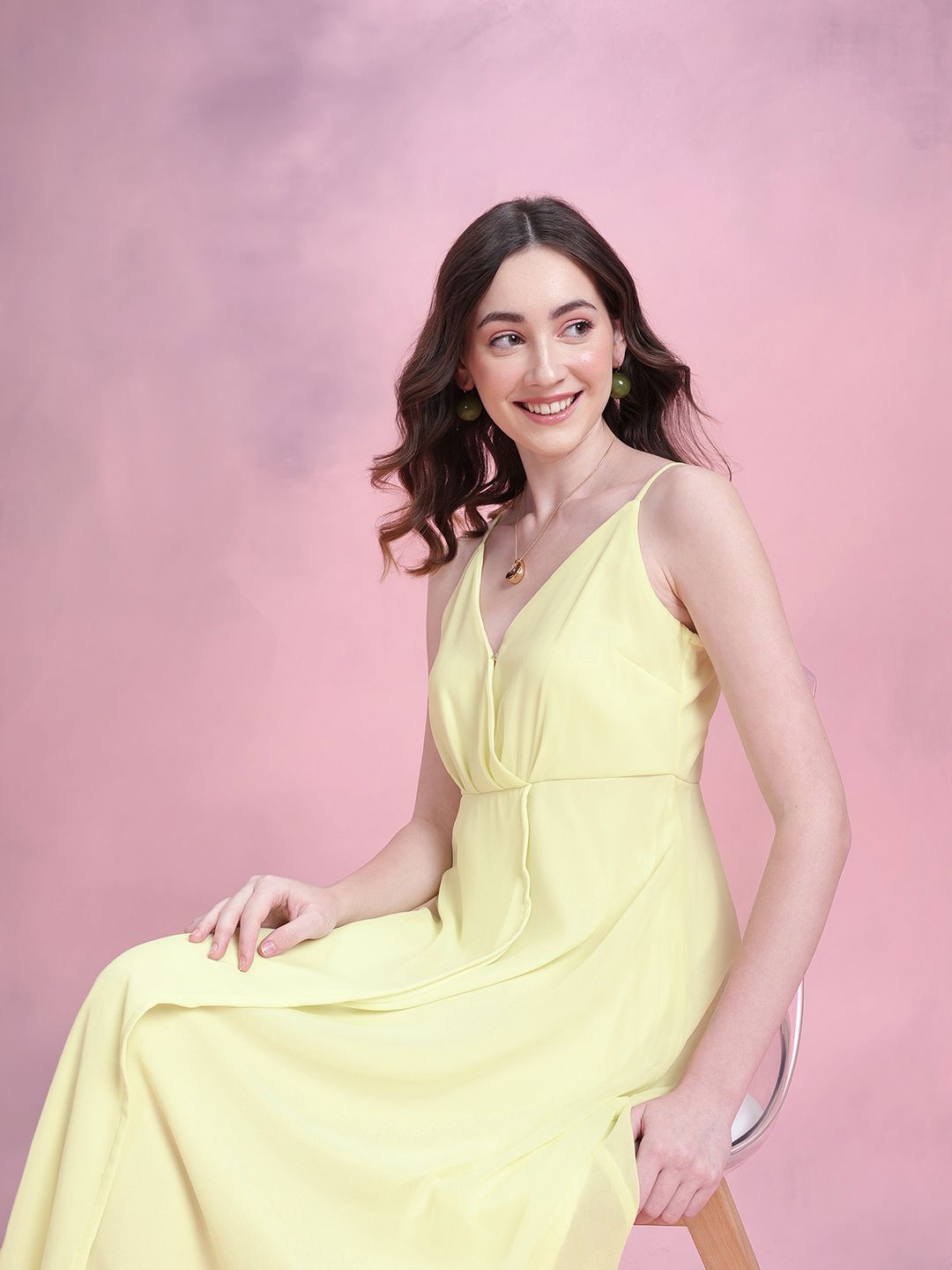 DressBerry Front Slit Shoulder Straps Maxi Dress