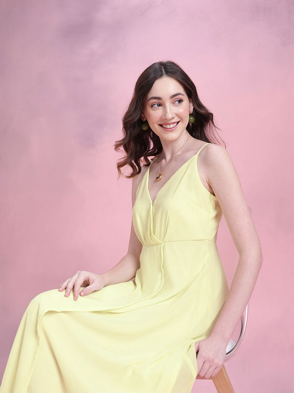 DressBerry Front Slit Shoulder Straps Maxi Dress