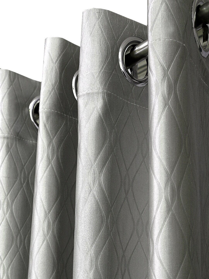Cortina Grey Set of 2 Embossed Abstract Printed Door Curtains