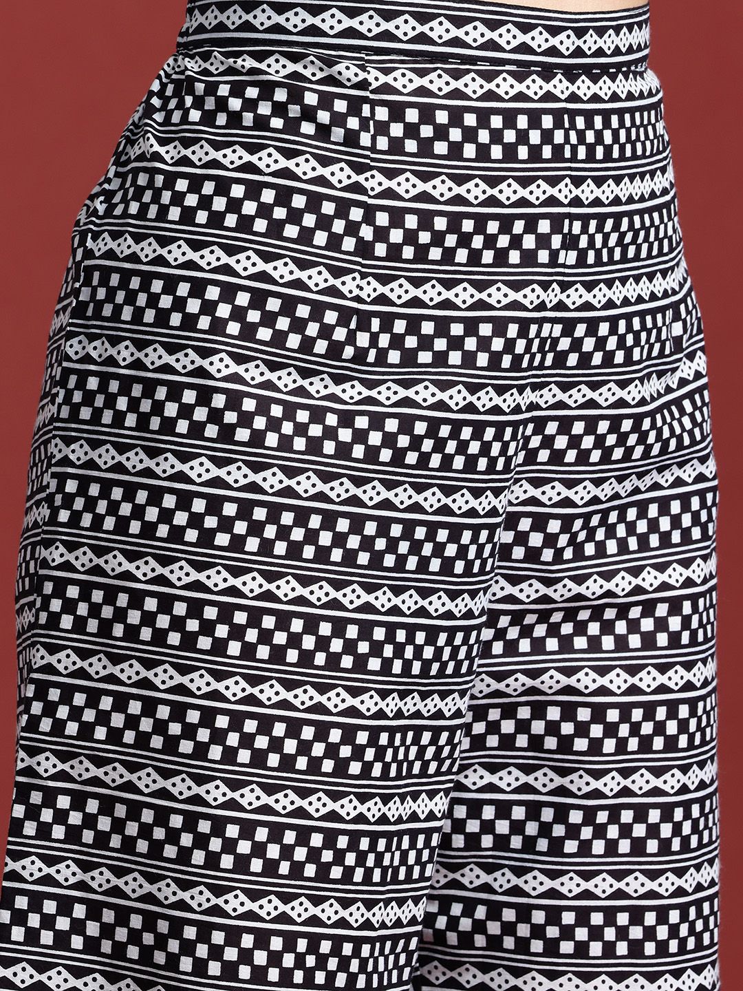 Indo Era Printed Mirror Work Pure Cotton Kurta With Palazzos & Dupatta