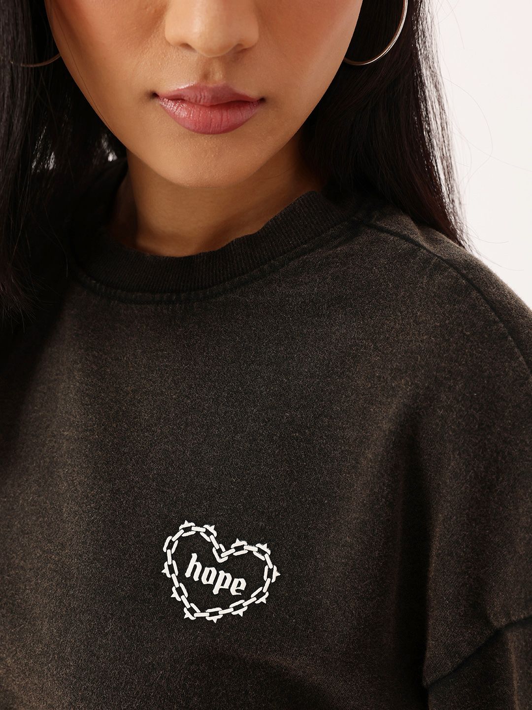 DressBerry Cotton Terry Relaxed Fit Crop Washed Sweatshirts
