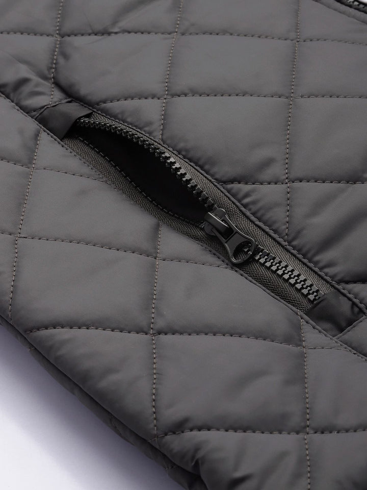 The Indian Garage Co Men Solid Puffer Jacket with Detachable Hood