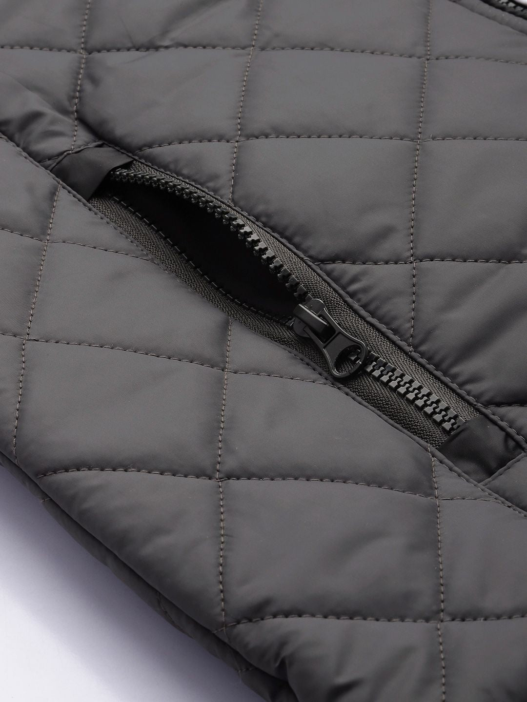 The Indian Garage Co Men Solid Puffer Jacket with Detachable Hood