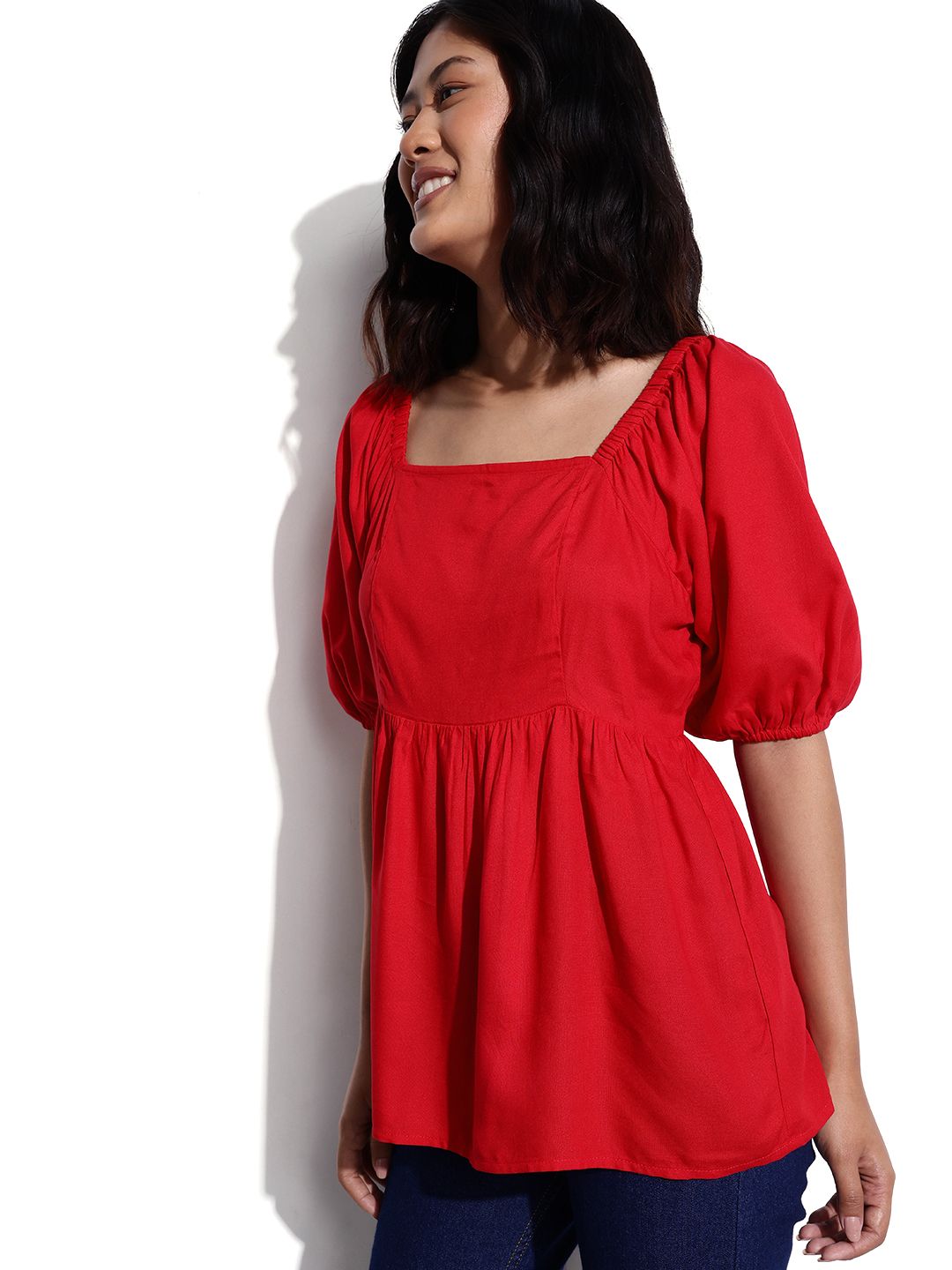 DressBerry Puff Sleeves A-Line Top