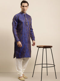 SOJANYA Ethnic Motifs Woven Design Jacquard Silk Regular Kurta With Churidar