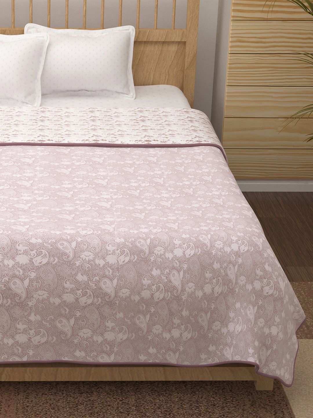 Story@home Purple & White Printed AC Room 150 GSM Reversible Cotton Double Bed Dohar