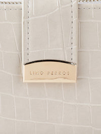 Lino Perros Women Off-White Croc Textured Two Fold Wallet