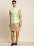 SOJANYA Kurta Emas & Hijau Lelaki dengan Jaket Churidar & Nehru