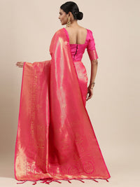 Saree mall Pink Ethnic Motifs Zari Silk Blend Banarasi Sarees