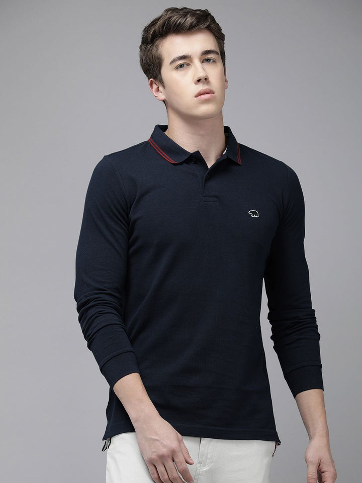 THE BEAR HOUSE Pure Cotton Polo Collar Applique Slim Fit T-shirt