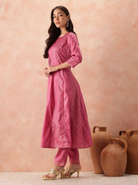 all about you Foil Printed Empire Kurta Sets With Dupatta