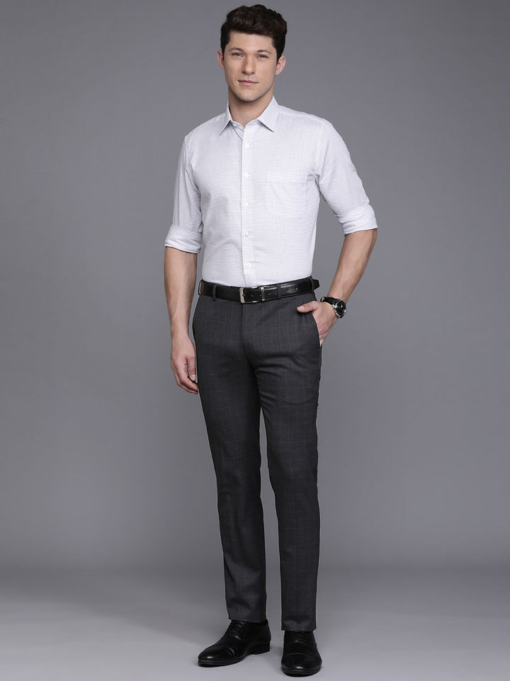 Raymond Men Checked Slim Fit Formal Trousers