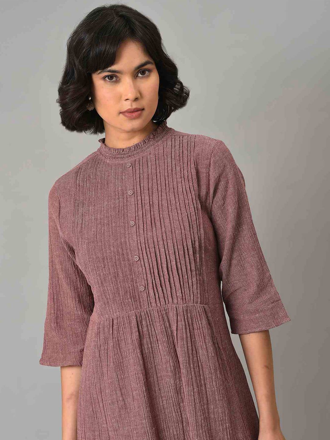 W pleated Midi Cotton Dress