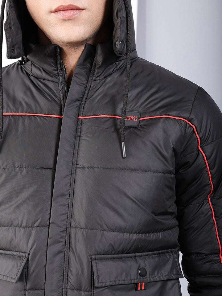 The Indian Garage Co Men Regular Fit Puffer Jacket with Detachable Hood