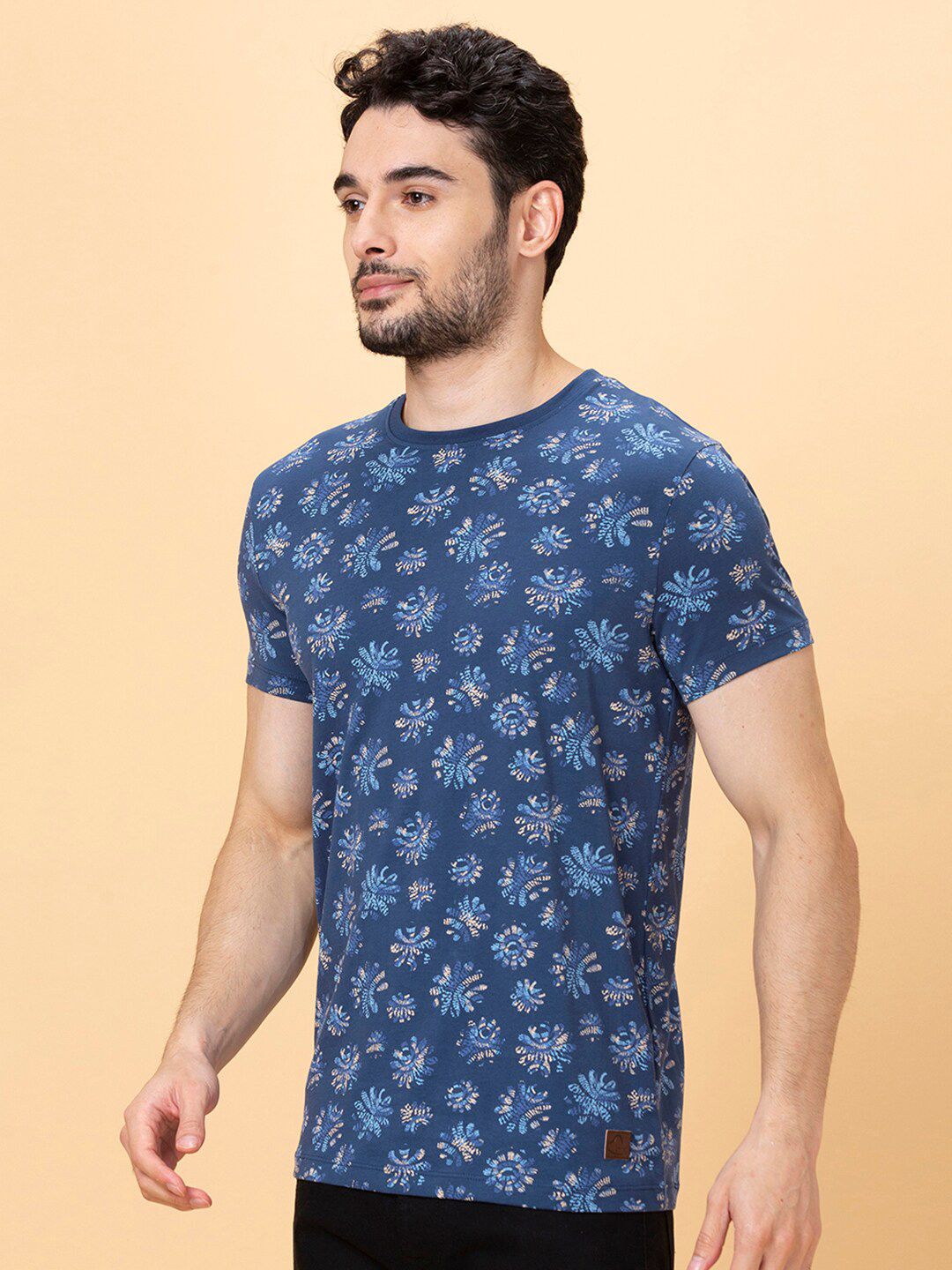 Being Human Pure Cotton Floral Printed Round Neck Casual T-shirt