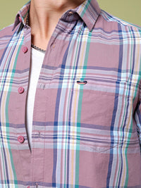 The Indian Garage Co Slim Fit Tartan Checks Opaque Twill Cotton Casual Shirt