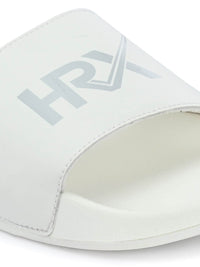HRX by Hrithik Roshan Men White & Grey Brand Logo Printed Sliders