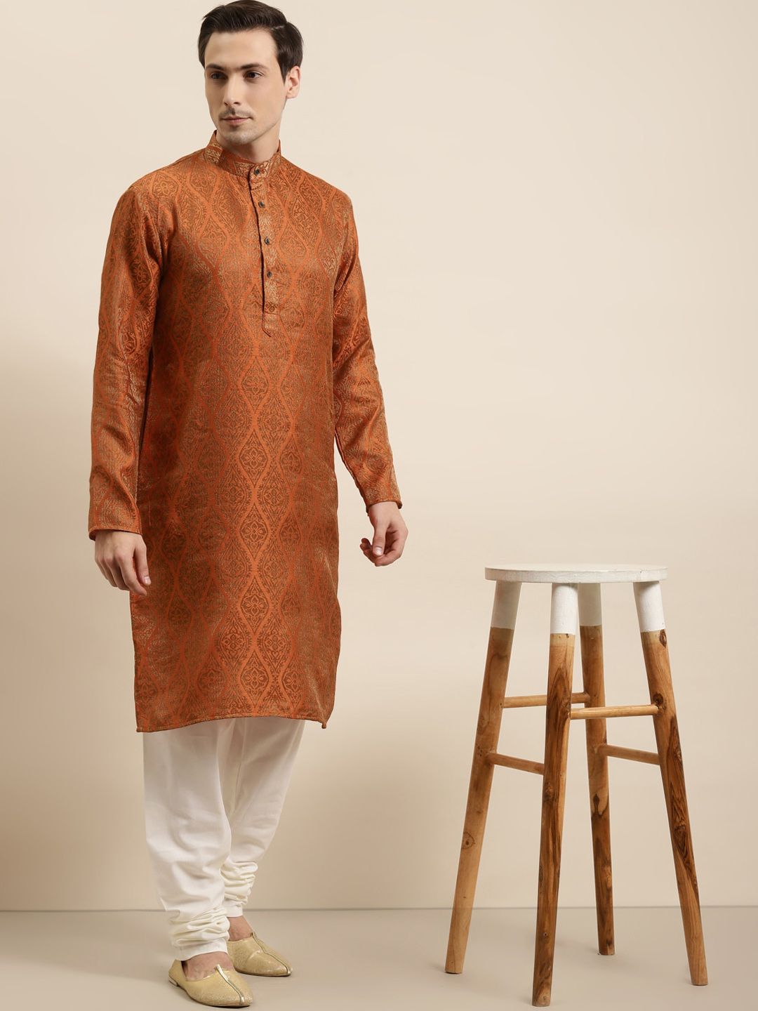 SOJANYA Ethnic Motifs Woven Design Regular Kurta With Churidar