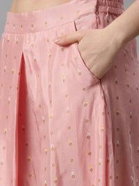 W Women Yellow & Pink Printed Top with Palazzos & Dupatta