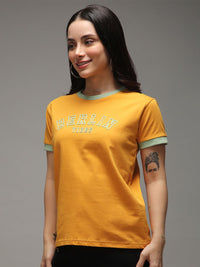 DILLINGER Women Regular Fit Applique Varsity Printed Tshirt