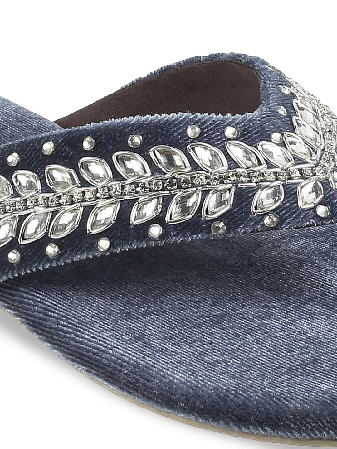 Metro Ethnic Embellished Open Toe Heels