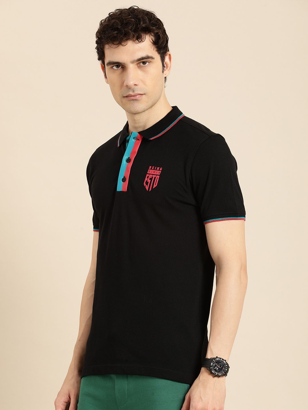 Being Human Short Sleeves Polo Collar Pure Cotton T-shirt