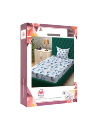 Myntra Elegant Homes Blue & Grey Floral 400 TC Single Bedsheet with 1 Pillow Covers