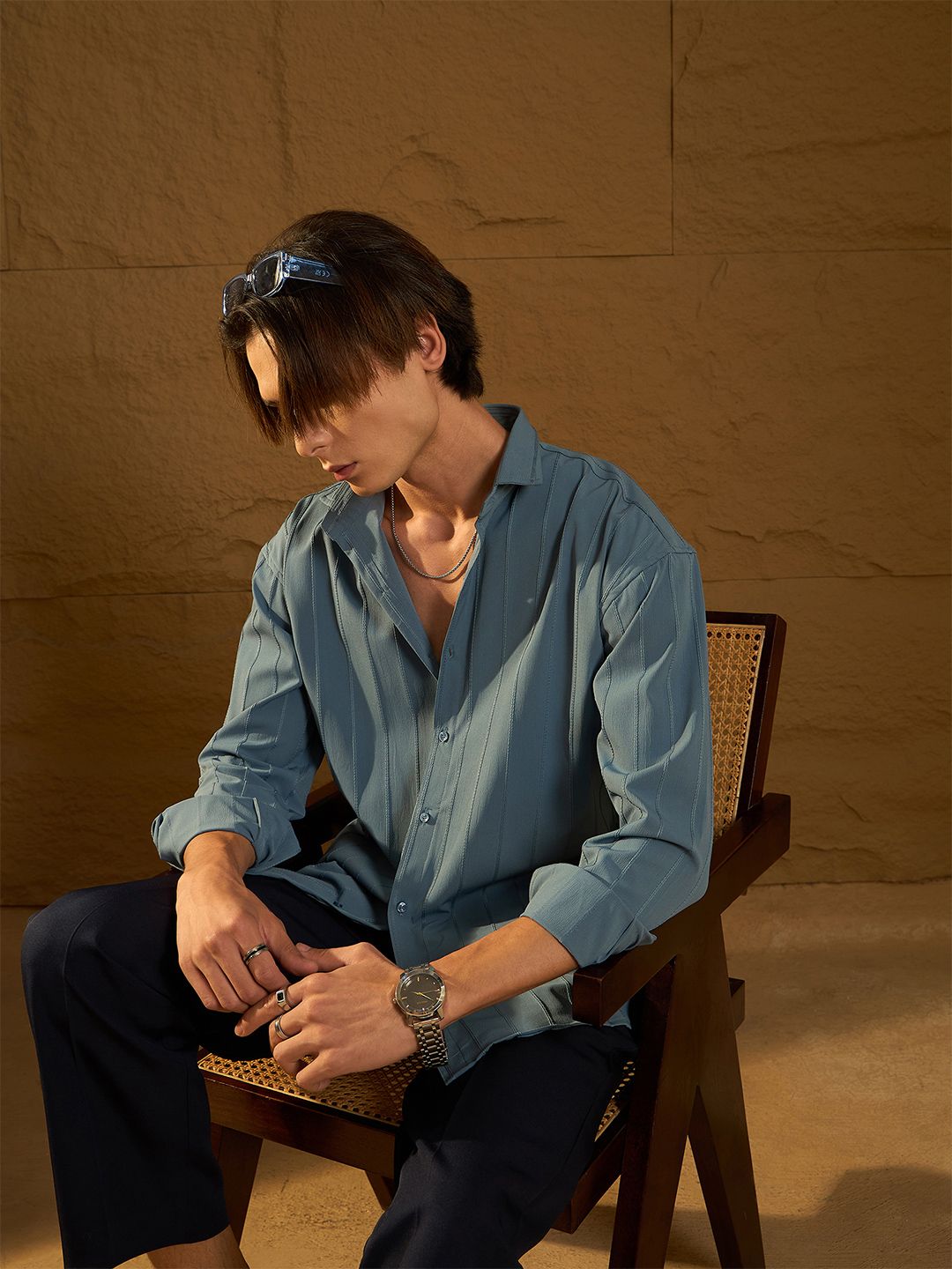DENNISON Drop Shoulder Oversized Pintuck Shirt