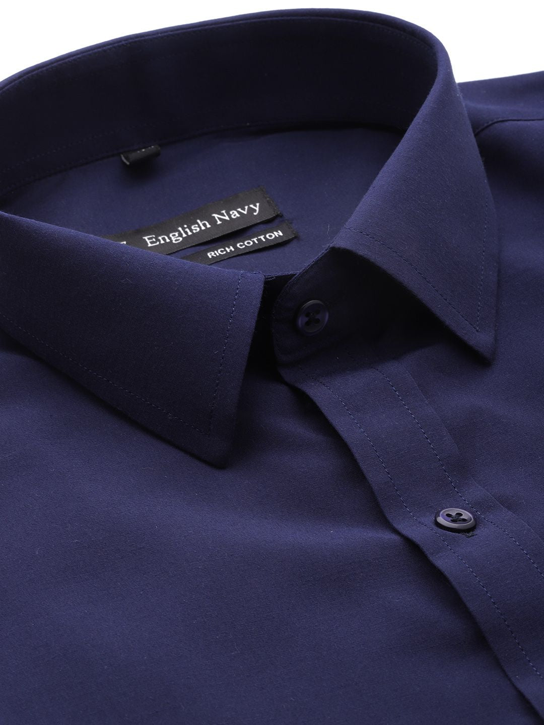 English Navy Men Navy Blue Polyester Slim Fit Solid Formal Shirt