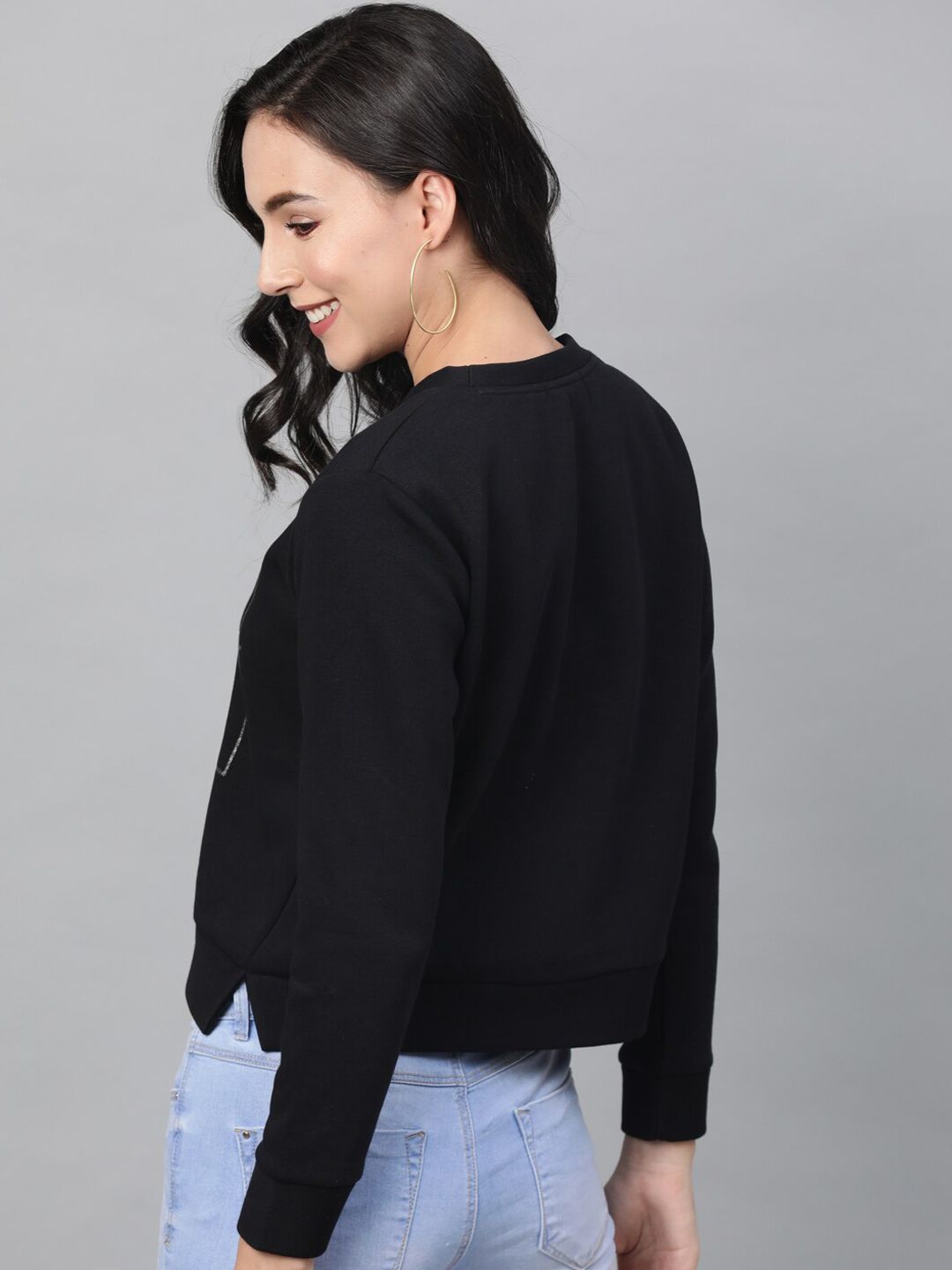 STREET 9 Women Black Printed Sweatshirt